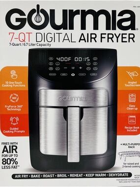 New Gourmia 7-Qt Digital Air Fryer - Brushed Stainless & Black